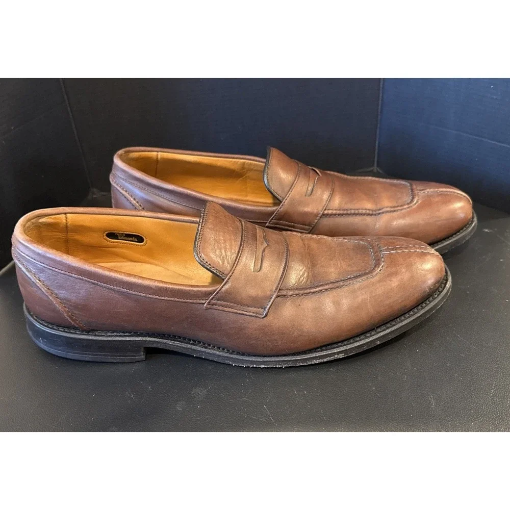 Allen Edmonds Glasgow Mens Size 10 B Dress Penny Loafers Brown Leather Shoes USA